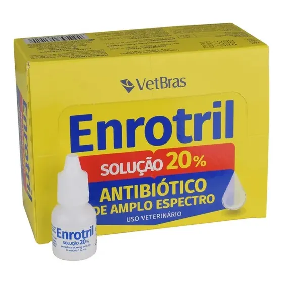 Enrotril Solúvel 20% - Antibiótico Para Pássaros E Aves 10ml