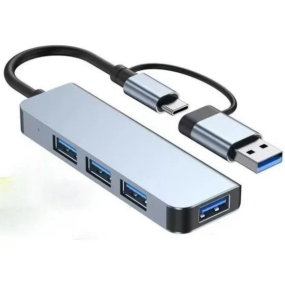 Adaptador Hub Régua Extensor 4 Portas Usb C/ Interface Dupla