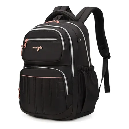 Mochila Escolar Com Costas Reforçadas, Impermeável E Durável Preto