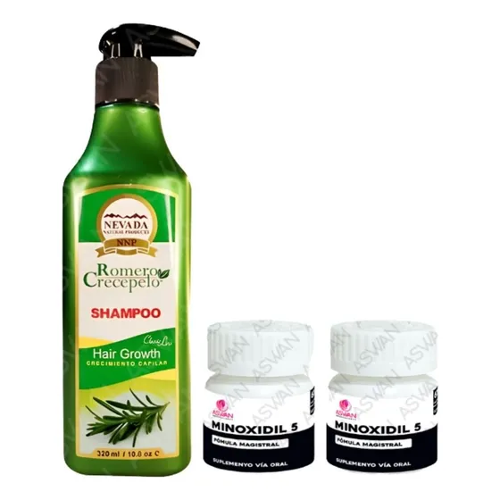 Pack Shampoo De Romero 320ml + 2 Minoxidil 5mg 60 Cápsulas