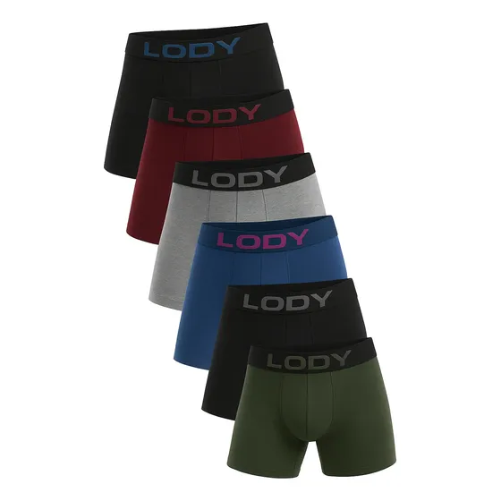 Pack Boxer Lody X6 Hombre Liso Algodón Y Lycra 742 Surtidos