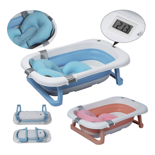 Banheira Para Bebe Confortável Segura Teu Baby Dobrável Cor Azul Banheira Para Bebe Confortável Segura Teu Baby Dobrável Cor Azul