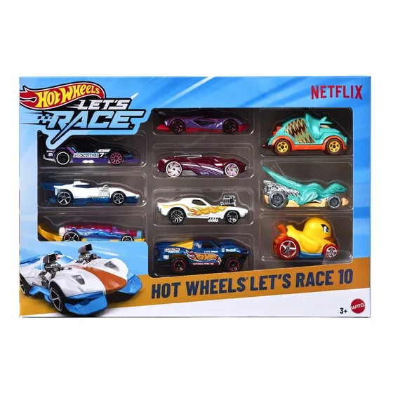 Hot Wheels Pacote Com 10 Carros Let's Race - Mattel