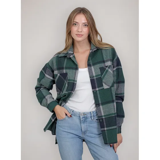 Camisaco Mujer Azul Zua Olsen Oversized Larga