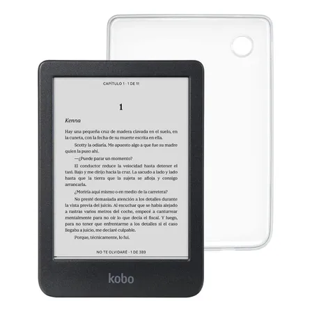 Lector E Reader Kobo Clara Bw Negro Con Funda Clear Case Transparente