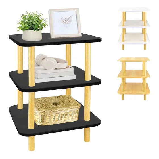 Mesa Centro Buro Minimalista Madera Lateral 3 Repisas 40cm