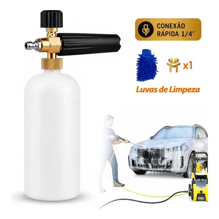 Snow Foam Canhão De Espuma Pulverizador Aplicador Com Engate Rápido 1/4 Para Lavadora Alta Pressão Kärcher WAP Lavor Vonder Automotiva Lavagem E Moto