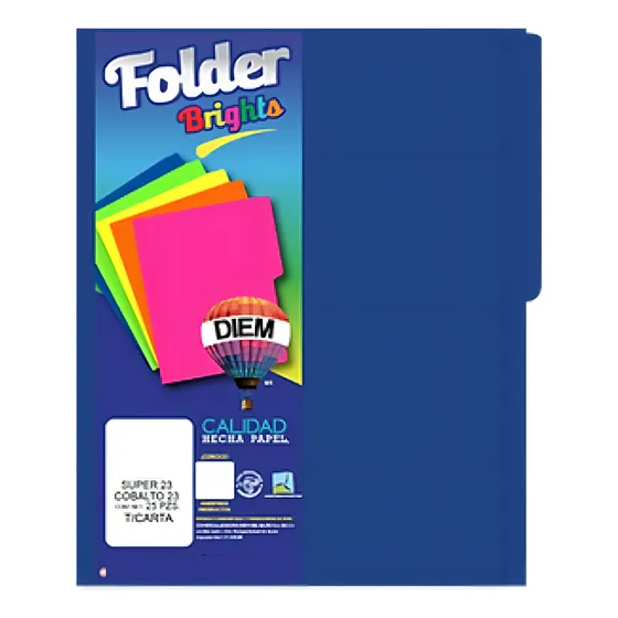 Folder Tamaño Carta Colores Brillantes 25 Pzas Color Super Cobalto