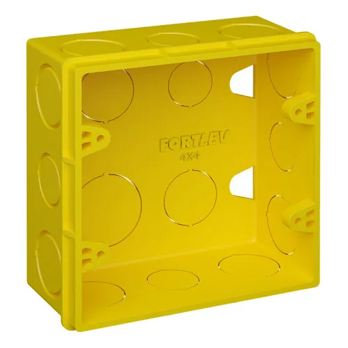 Caixa De Luz Embutir 4x4 Amarela Para Tomada Fortlev