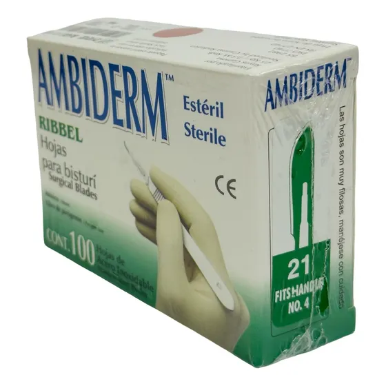 Hoja Para Bisturí Ambiderm #21 Acero Inox Caja Con 100 Hojas