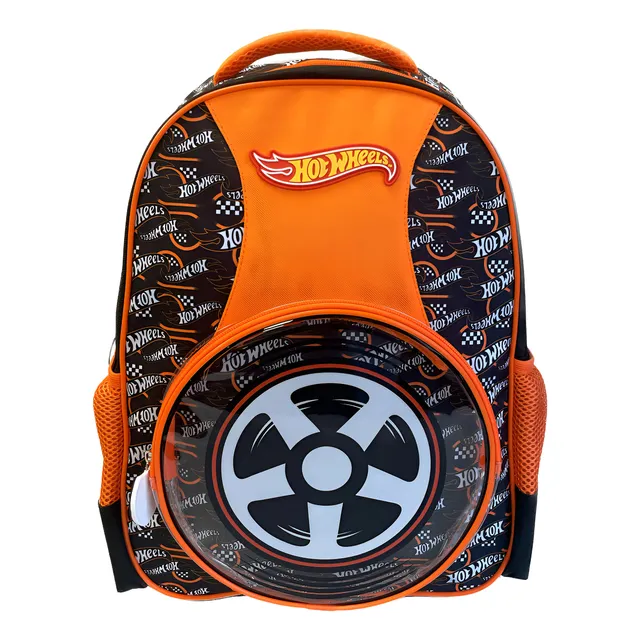 Mochila Pre Escolar Hotwheels Intek Color Negro Diseño De La Tela Logo