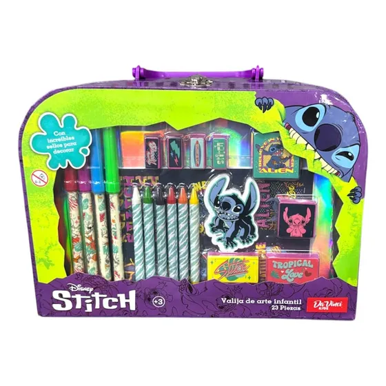 Valija Arte Infantil Disney Davinci Kids Stitch 23 Pc