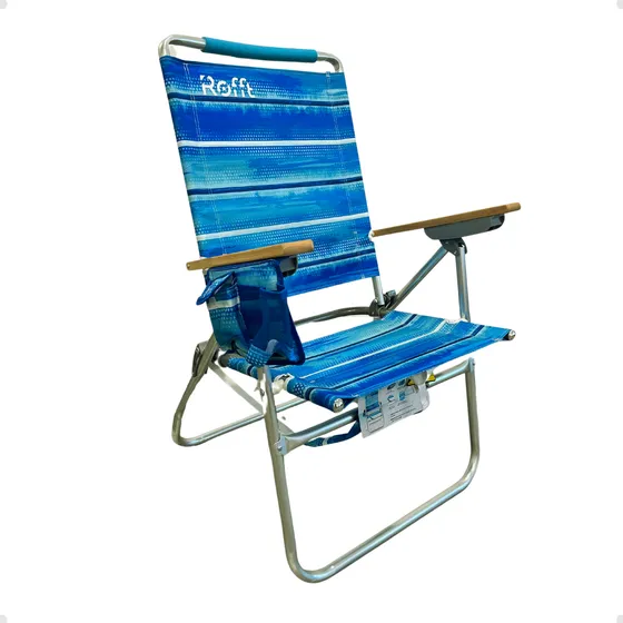 Reposera Alta Silla Sillon Playa Jardin Con Cooler Y Mochila