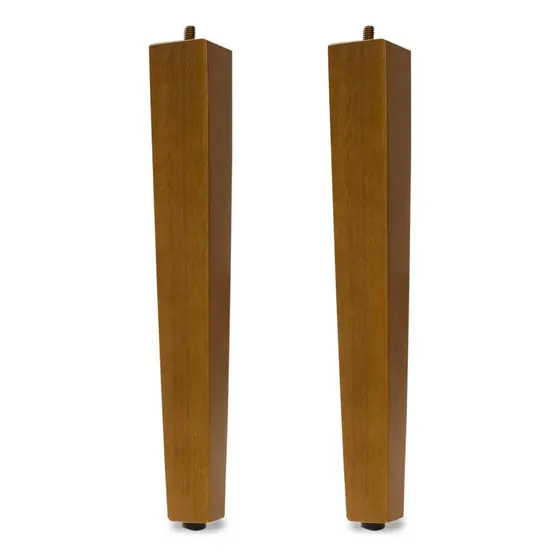 Kit 2 Pés Trapézio 30cm Madeira Castanho Poltrona Sofá
