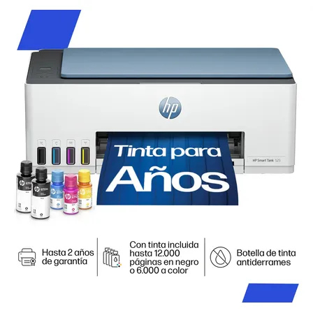 Impresora Multifuncional HP Smart Tank 525 Color, USB, Imprime, Copia y Escanea