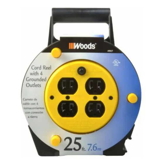 Woods 4907 Extension Cord Reel With 4-outlets 16/3 Sjtw And