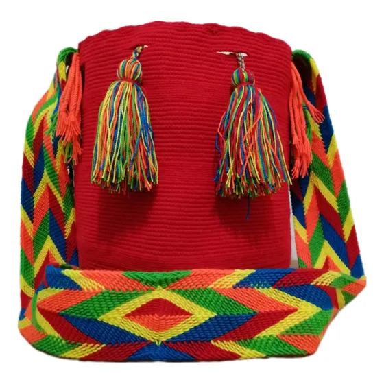 Mochilas Wayuu Originales  Unicolor Bolsos Tejidas A Mano. 