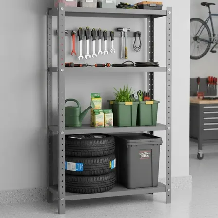 Estante Detroit 30x92 Bipartida 4 Bandejas 1,35 Altura Cinza Cinza