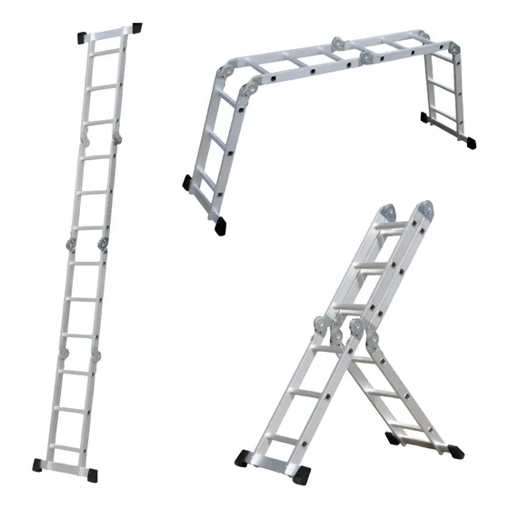 Escalera Aluminio 4x3, 12 Escalones Multifuncion Articulada