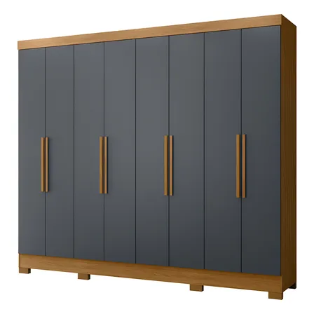 Guarda Roupas Casal 8 Portas 4 Gavetas Diplomata Casal Moval Freijó E Cinza