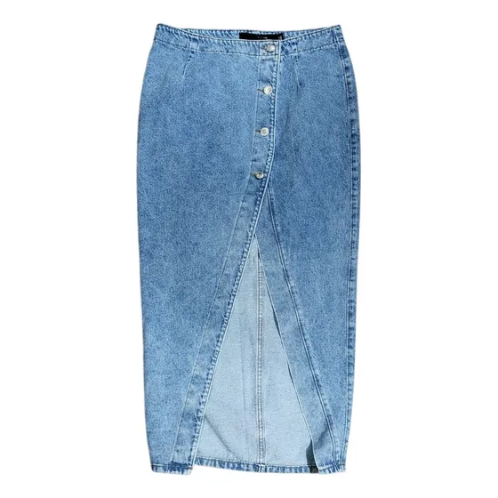 Pollera Jean Larga Falda Maxifalda Celeste