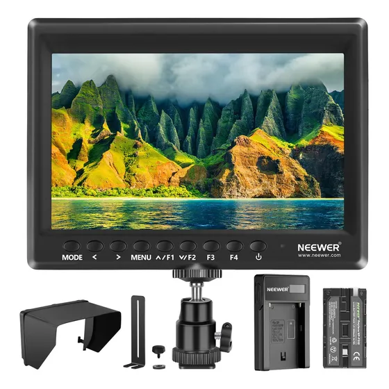 Neewer 90093333 F100 Monitor De Campo De Cámara De 7 Pulgadas Hd Asistente De Video Delgado Ips 1280x800 Entrada Hdmi 1080p Con 2600mah Batería De Li-ion/cargador Usb Para Cámara Dslr