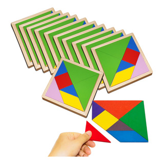 10pz Tangram De Madera Escolar Material Didactico Aprendizaj 10pz Tangram De Madera Escolar Material Didactico Aprendizaj