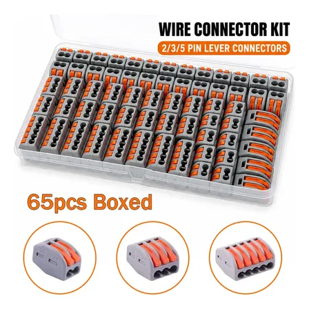 Kit Conectores Cable Palanca 65 Unidades 2 3 5 Naranja Oscuro