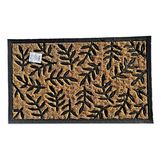 Felpudo Fibra De Coco Y Goma 75x45 Cm Premium Mod. Leaf