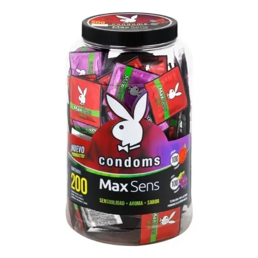 200 Condones Playboy Extra Sensibles Aroma Sabor Envdiscreto