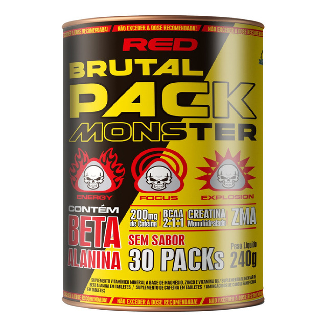 Brutal Pack Pré Treino 30 Tabletes Sem Sabor Red Series Brutal Pack Pré Treino 30 Tabletes Sem Sabor Red Series