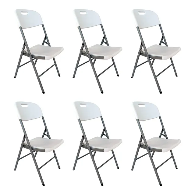 Silla Plegable Set De 6 Linium Plástico Resistente Color Blanco