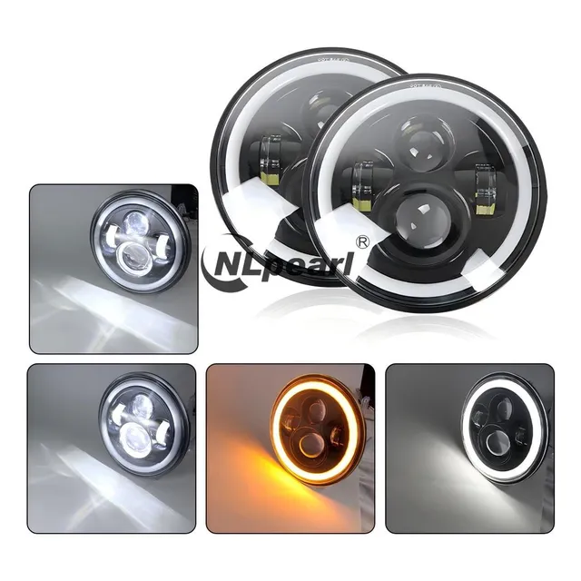 Par Faros Led 7'' H4 Ojo Ángel Wrangler Jeep Vocho Jk Lj Tl