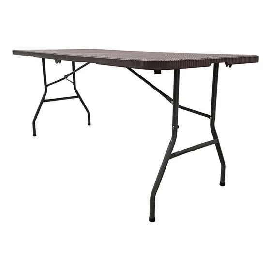 Mesa Plegable Portafolio Tipo Ratan Mimbre 1.80m Resistente Color Marrón