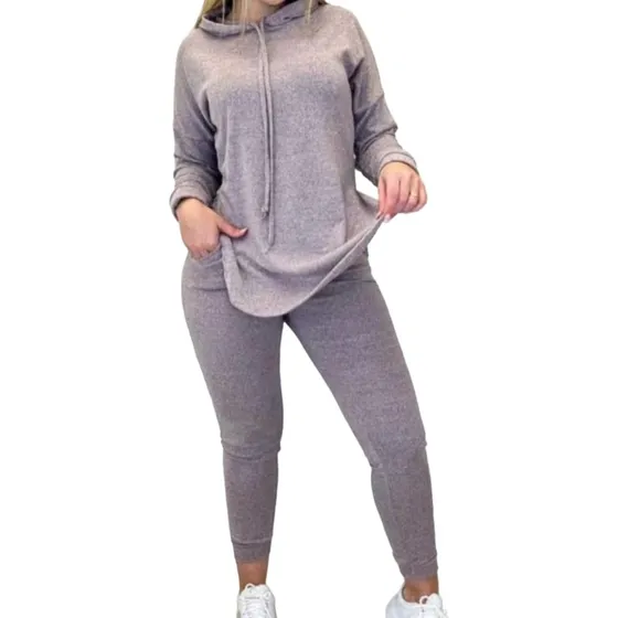Conjunto Deportivo Para Dama Suéter Con Capucha Y Jogger 