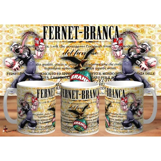 Taza De Ceramica Popeye Fernet Branca Hd Art