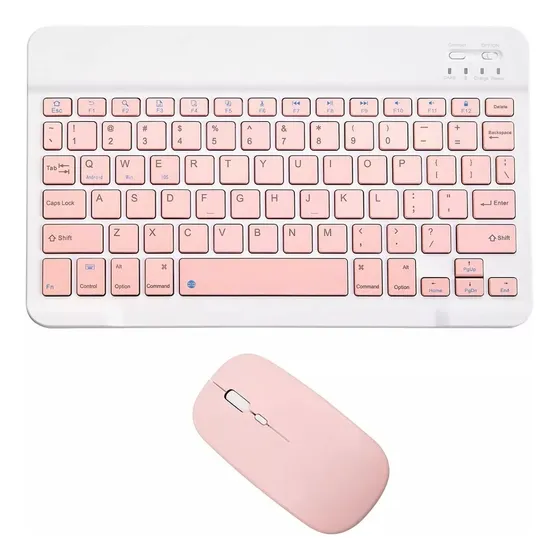 Kit Bluetooth Teclado+ratón Telefono Tablet iPad Mouse Rosa Pálido Teclado Rosa