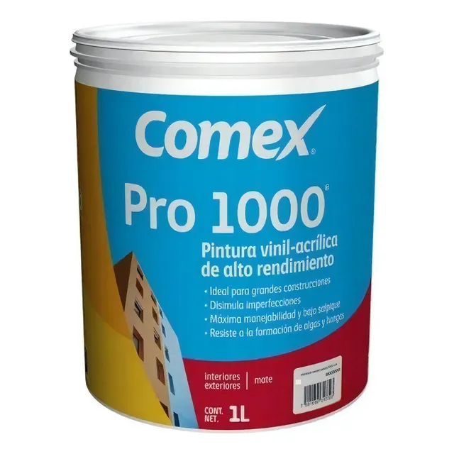 Pintura Vinil-acrílica Blanca Comex Pro 1000 Plus 1 Litro