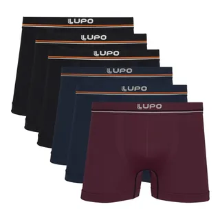 Kit 6 Cuecas Boxer Lupo Sem Costura Microfibra Masculino Box Kit 6 Cuecas Boxer Lupo Sem Costura Microfibra Masculino Box