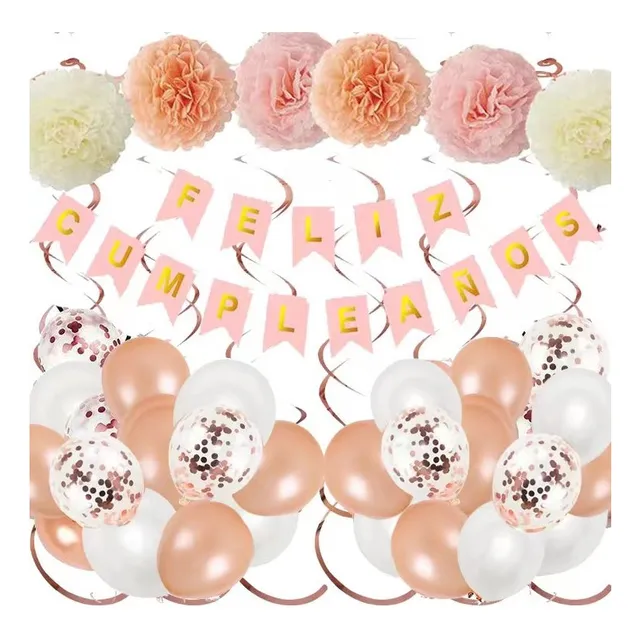 Pack Adornos Para Cumpleaños Globos - Ponpones - Cartel 