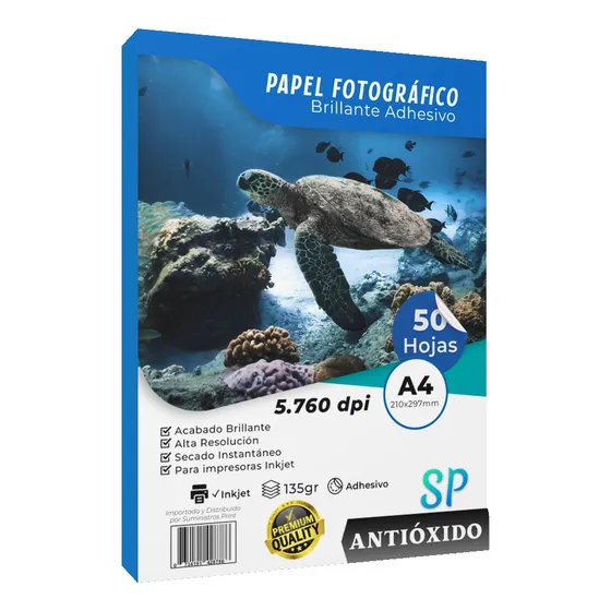 Papel Fotográfico Adhesivo Glossy 135gr A4 X 50 Hojas Color Blanco