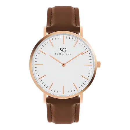 Relógio Saint Germain Bronx Rosé Gold 40mm Cor da correia Marrom Cor do fundo Branco