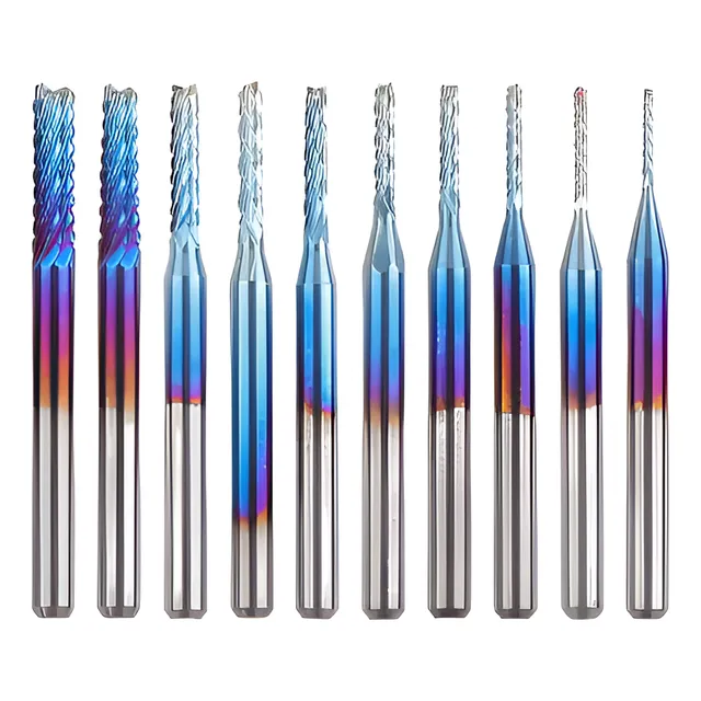 Set De 10 Fresas Vastago 1/8  (3.175mm) Grado Industrial Cnc