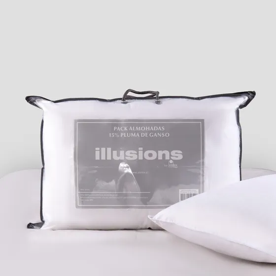 Set De 2 Almohadas Ilussion Pluma De Ganso15% Pecho 50x70 Color Blanco