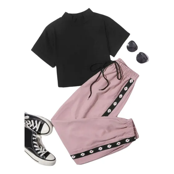 Conjunto Top Y Jogger Para Damas Shein Romwe 4423