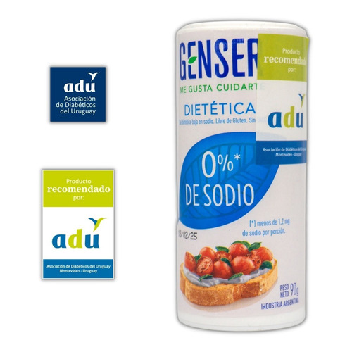 Genser Dietética 0% De Sodio 90 Grs. Sello Adu -diabetes