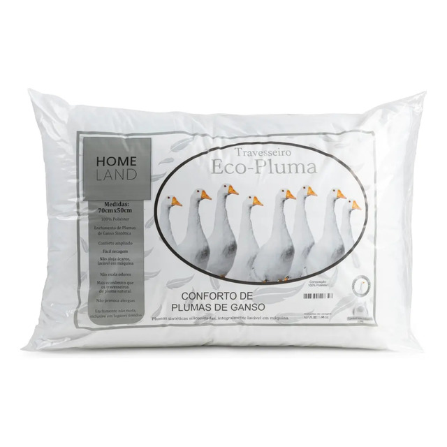 Kit 02 Travesseiros Antialérgico Pena De Ganso 70cm X 50cm Branco