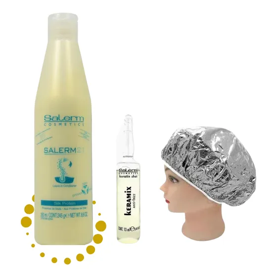 Kit Hidratación Salerm21 + Ampolla Keramix + Gorro Térmico