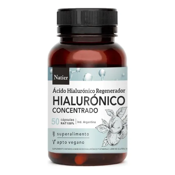 Ácido Hialurónico Vegetal Concentrado Natier 50 Cápsulas Sabor Sin sabor