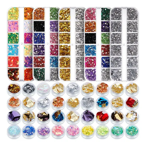 Kit De Decoración Para Uñas,piedras, Hoja Oro,estella. Etc